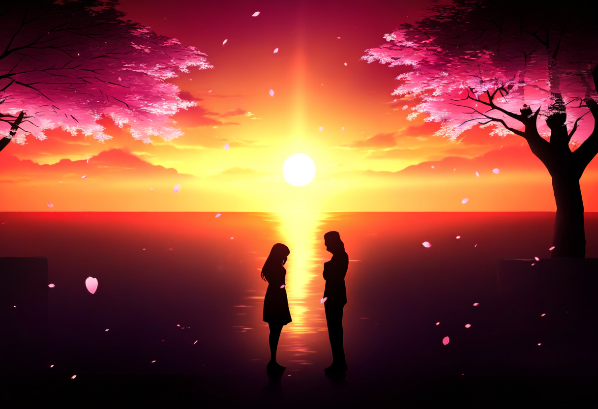 Beste drama anime: emotioneel afscheid bij zonsondergang met kersenbloesem