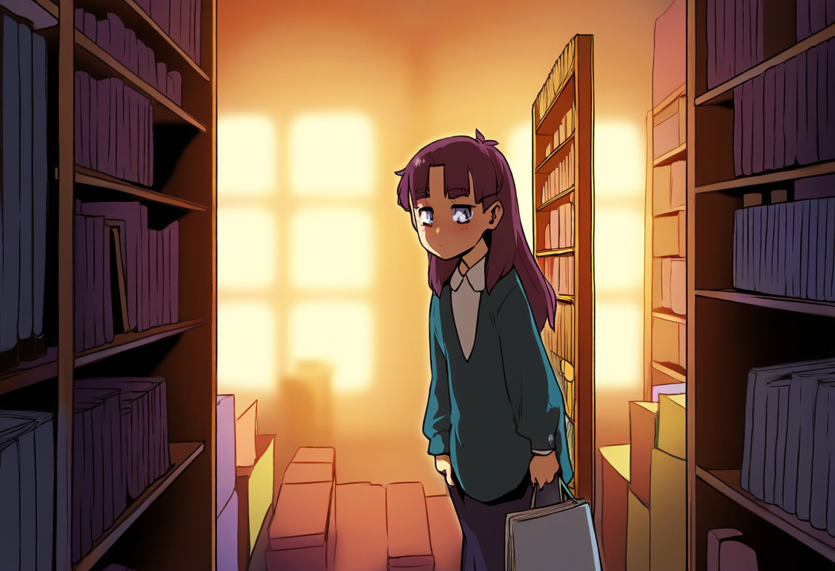 Beste manga series: anime personage tussen manga-volumes in een mangawinkel
