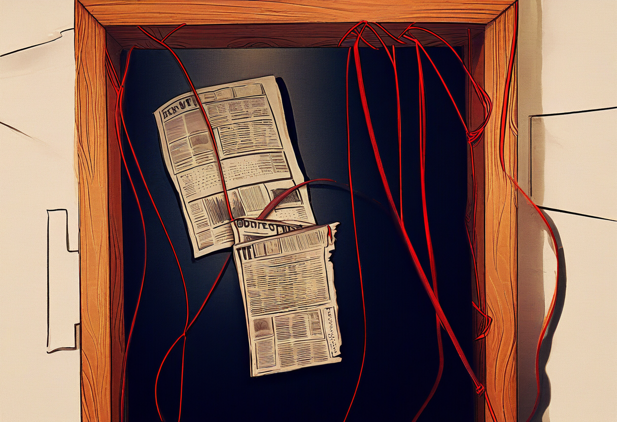 Detectivebord met rode draden en aanwijzingen - thriller anime